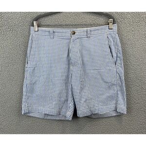 Vineyard Vines Mens 32X8 Breaker Seersucker Shorts Blue White Gingham Check